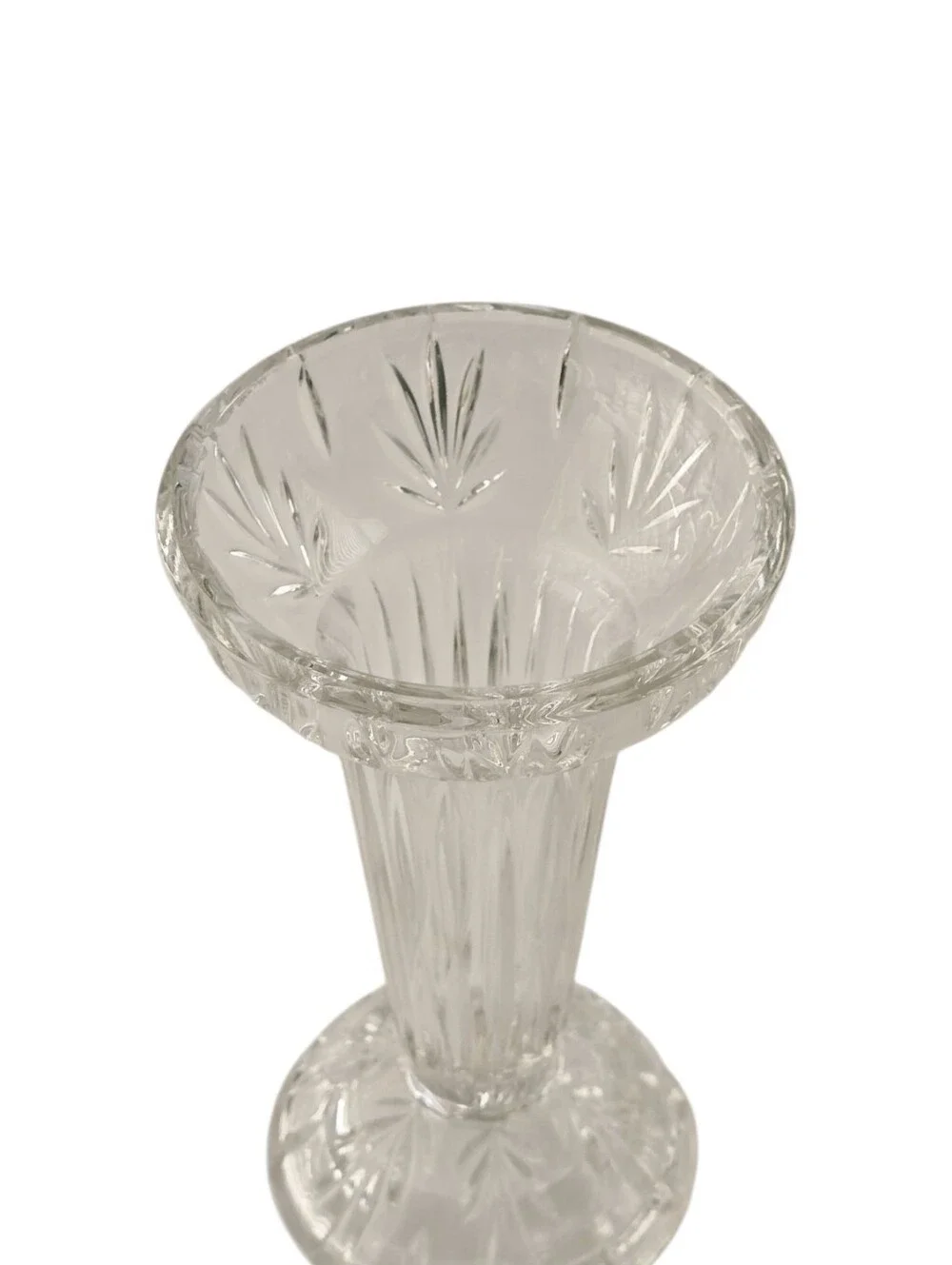 Vintage Cut Crystal Trumpet Vase 8